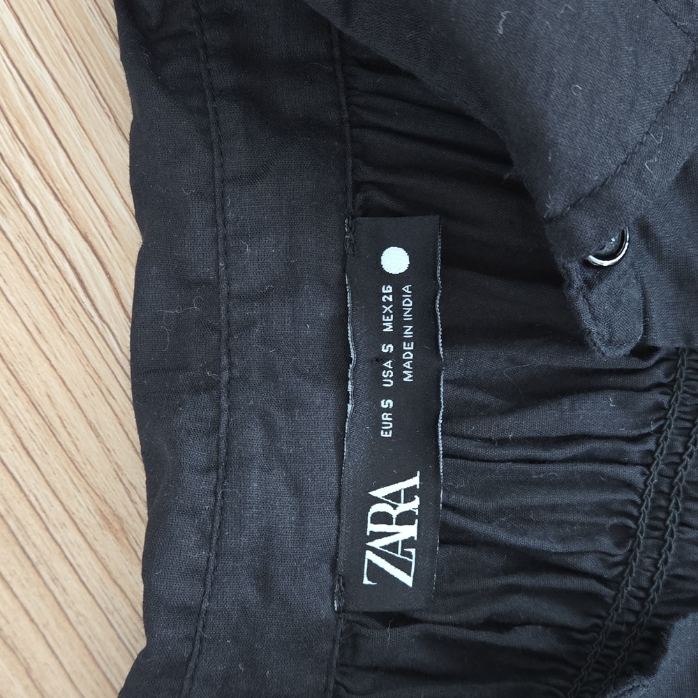Zara Black Collared Rouched Oversized Shirt Small - Picture 3 of 7